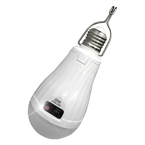 Лампа акумуляторна світлодіодна LED лампочка автономна 3 режими роботи аварійна 20Вт BRS White