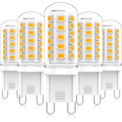 Світлодіодні лампи G9 5Вт 2700K теплий білий, еквівалент 30 40Вт, набір 5шт, без мерехтіння для люстр, бра та декору