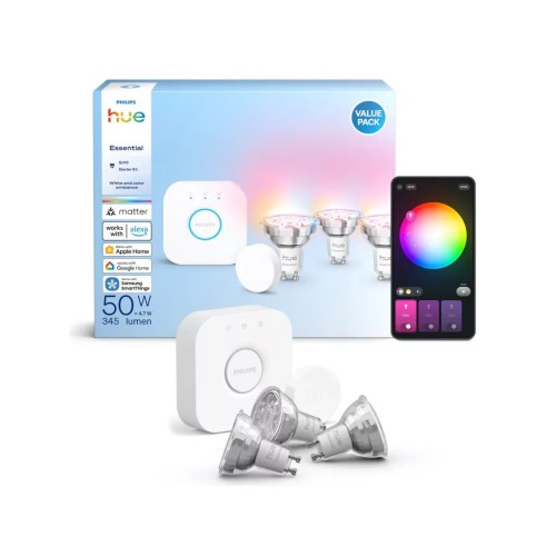 Стартовий набір Philips Hue Essential GU10 білий RGB 345лм 3 лампи Bridge Smart Button