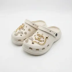 Жіночі білі сабо-кроси на платформі з джиббітсами (ланцюжки, лого), 36-41 40