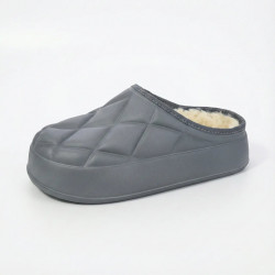 Женские зимние тапочки-дутики серые на меху (37-41). Теплые стеганые шлепанцы на платформе 39