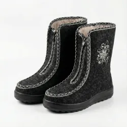 Бурки жіночі зимові повстяні на хутрі. Сірі панчохи зі сніжинкою на блискавці. Розміри 37-41 39