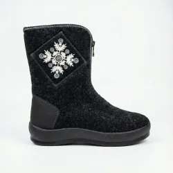 Бурки жіночі високі зимові повстяні. Чорні панчохи з вишивкою Сніжинка на блискавці. Розміри 37-41 41
