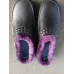 Галоші сабо жіночі зимові з піни ЕВА. Чорні утеплені капці з фіолетовим хутром. Розміри 37-41