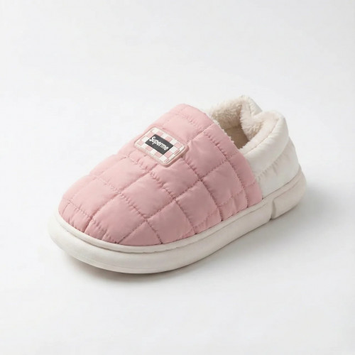 Жіночі домашні капці дутики рожеві з білим Superme теплі водостійкі (36-41) 40