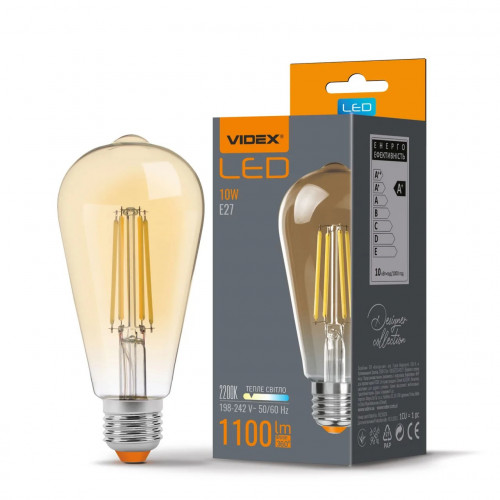 LED лампа VIDEX Filament ST64FA 10W E27 2200K VL-ST64FA-10272