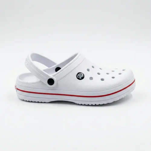 Чоловічі сабо (кроси) Білі з червоною смугою (41-45) з піни ЕВА для медиків і кухарів 43