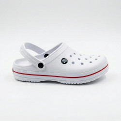 Мужские сабо (кроксы) Белые с красной полосой (41-45) из пены ЭВА для медиков и поваров 44