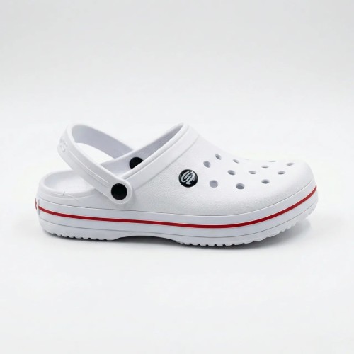 Чоловічі сабо (кроси) Білі з червоною смугою (41-45) з піни ЕВА для медиків і кухарів 44