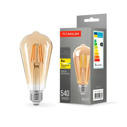 LED лампа TITANUM Filament ST64 6W E27 2200K TLFST6406272A