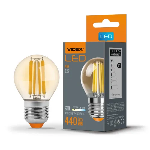 LED лампа VIDEX Filament G45FA 4W E27 2200K VL-G45FA-04272
