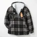 Чоловіча тепла сорочка на хутрі з капюшоном (на блискавці), зимова куртка-сорочка в клітинку, розміри 54-60