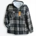 Чоловіча тепла сорочка на хутрі з капюшоном (на блискавці), зимова куртка-сорочка в клітинку, розміри 54-60