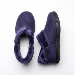 Женские теплые чуни из эко-замши на меху. Зимние домашние тапочки бабуши (размеры 37-41) Фиолетовые 41