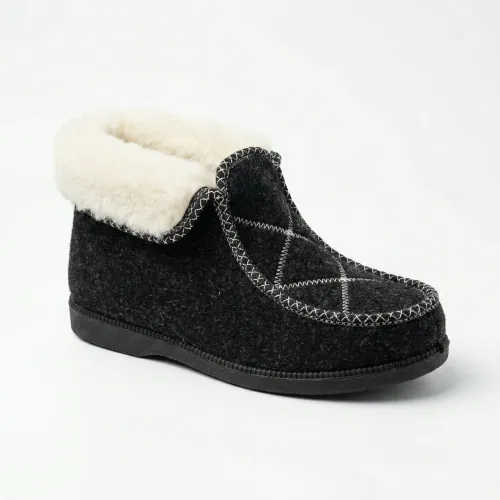 Жіночі зимові панчохи-тапочки на хутрі Чорні. Теплі короткі бурки бабуші (37-41 р) 39