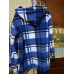 Сорочка жіноча тепла на хутрі в клітинку синя. Кофта з капюшоном на блискавці 46-54