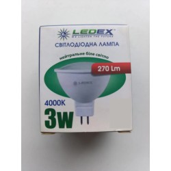 Світлодіодна лед led лампа mr16 для стелі софіт рефлекторна 3w 3вт gu5.3 4000k біле нейтральне денне світло