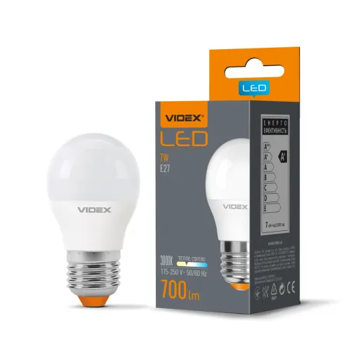 LED лампа VIDEX G45e 7W E27 3000K VL-G45e-07273