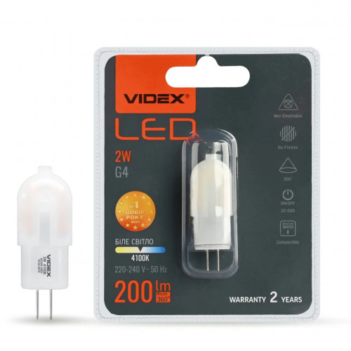 LED лампа VIDEX G4e 2W G4 4100K VL-G4e-02224