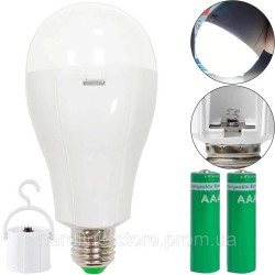 Аварійна світлодіодна лампа FAE-3920 20W з 2 акумуляторами 18650 на патрон E27, лампочка під цоколь 20 Вт