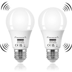 KOOYWAN Розумна LEDлампа E27 з радарним датчиком руху, від заходу сонця до світанку, 9 Вт, 2700 K з автоматичним вмик/вимк