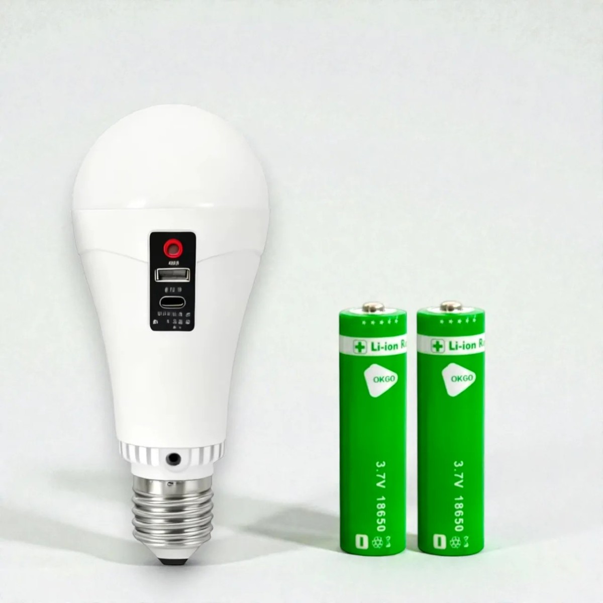 Акумуляторна лампа 20W, лампа акумуляторна E27 USB-C, LED лампочка зі знімними акумуляторами та type-c зарядкою (арт. 2994)