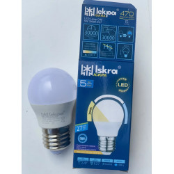 LED Лампа Іскра G45 5W 3000K E27 (шар, аналог 40-50W) для дому та люстр