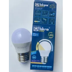 LED Лампа Іскра G45 5W 3000K E27 (шар, аналог 40-50W) для дому та люстр