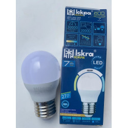 LED Лампа Iskra G45 7W 4000K E27 (Шар) | Нейтральний білий світ для дому, офісу та люстри
