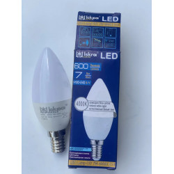 LED Лампа Іскра C37 7W 4000K E14 (свічка, аналог 60-70W) для люстр і дому