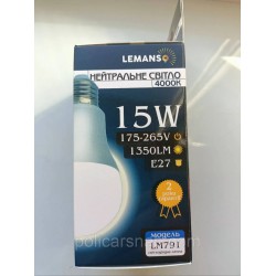 Лампа світлодіодна потужного нейтрального денного освітлення 15W LED A60 E27 1350LM 4000K