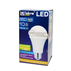 Лампа світлодіодна Iskra LED ECONOM 10W (аналог 60 Вт) цоколь E27 колба A55 4000K (біле світло) (10 шт)