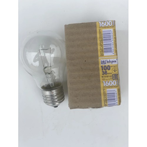 Лампа розжарювання МО 36-100 36 В 100 Вт E27 Іскра. Низьковольтна для промислових верстатів і цехів