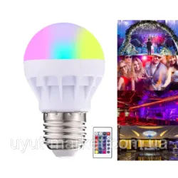 Кольорова світлодіодна лампа 3 Вт RGB G45 E27 з пультом LM736