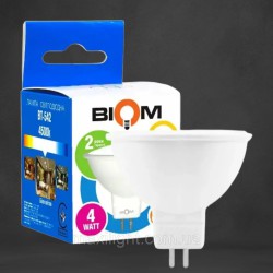 Точкова Світлодіодна Лампа BIOM 4W MR16 цоколь GU5.3 4500К нейтральний білий