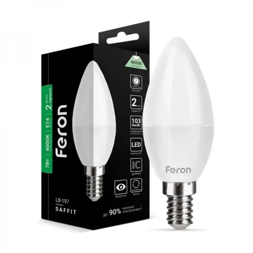 Світлодіодна LED-лампа свічка Feron LB 197 7 W E14 4000 K