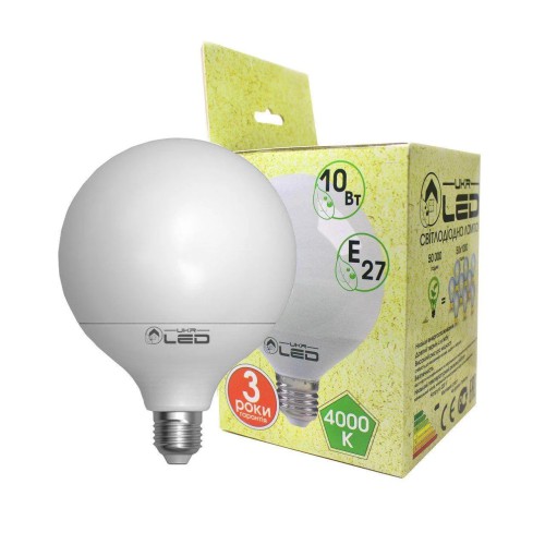 Світлодіодна лампа UkrLed Е27 10 W (Глобус) 4000К