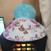 Женская летняя кепка с широким козырьком голубая с цветочным принтом (арт. 27089) - фото 4