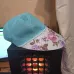 Женская летняя кепка с широким козырьком голубая с цветочным принтом (арт. 27089) - фото 6