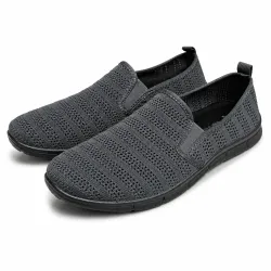 Мужские летние слипоны из дышащего трикотажа – лёгкие повседневные мокасины графитового цвета 41 45 (арт. 27193)