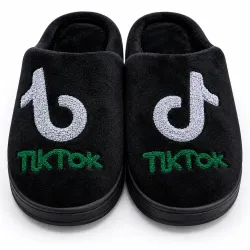 Чоловічі домашні капці TikTok чорні, плюшеві, закриті, розмір 37–45 (арт. 27233)
