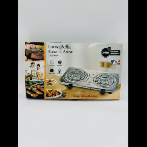 Электрическая плита LumaBella LB-57004 (2 конфорки, 2000 Вт) LumaBella LB-57004 — практичная и надёжная настольная электрическая плита с двумя конфорками, идеально подходящая для дома, дачи, офиса или съёмного жилья.