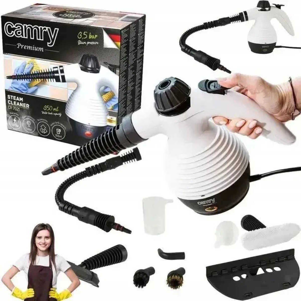 Пароочисник Camry CR 7021 ,1500W Польща (пароочищувач 120 C ,пароочісник) (арт. 14507)