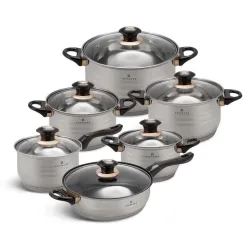 Набір кастрюль Edenberg 12 предметів зі сковорідкою з нержавіючої сталі (EB-1141)