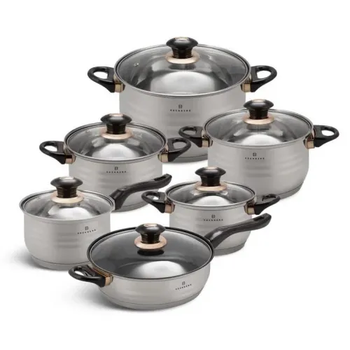 Набір кастрюль Edenberg 12 предметів зі сковорідкою з нержавіючої сталі (EB-1141)