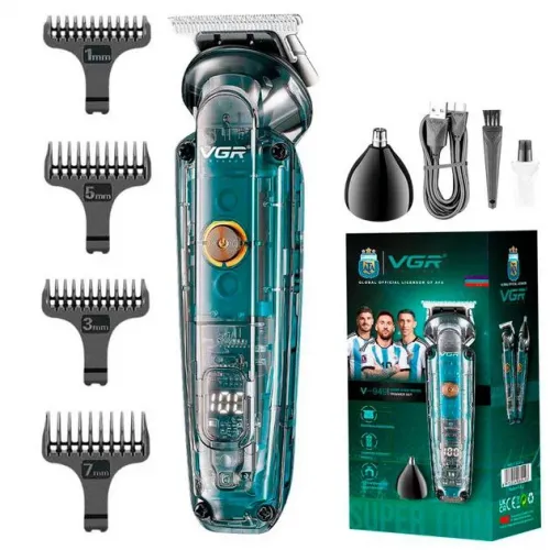 Акумуляторний триммер 2в1 USB машинка для стрижки волосся з вологозахистом IPX6 та LED дисплеєм VGR V-949 Pro