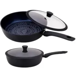 Сковородка Edenberg EB-3493 з алмазним антипригарним покриттям та з кришкою 28 см