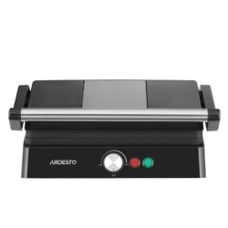 Электрогриль ARDESTO GH-1800MB Прижимной гриль ARDESTO GH-1800MB мощностью 1800 Вт и интуитивно понятным механическим управлением. Предусмотрено раскрытие на 180° и регулировку температуры. Устройство оснащено рифлеными керамическими против