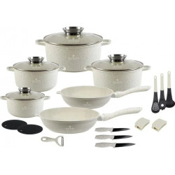 Набір посуду Edenberg із алюмінію з мармуровим антипригарним покриттям 21 предмет Бежевий (EB-8185)
