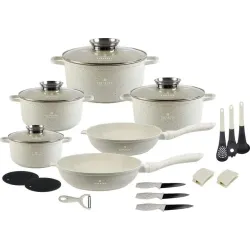 Набір посуду Edenberg із алюмінію з мармуровим антипригарним покриттям 21 предмет Бежевий (EB-8185)